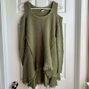 Free People Cold Shoulder Sweater - Olive